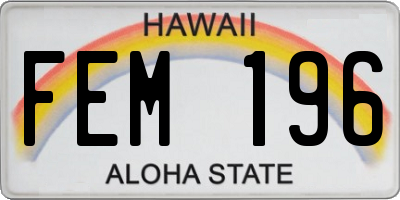 HI license plate FEM196