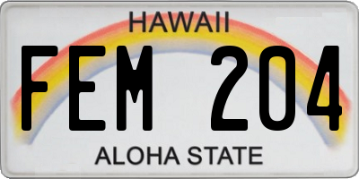 HI license plate FEM204