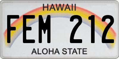HI license plate FEM212