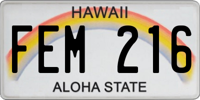 HI license plate FEM216
