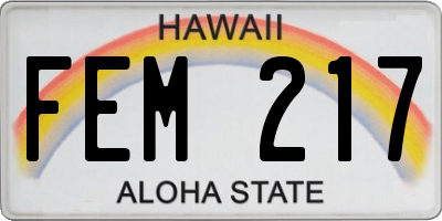 HI license plate FEM217