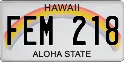 HI license plate FEM218