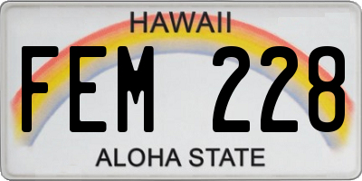HI license plate FEM228