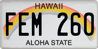 HI license plate FEM260