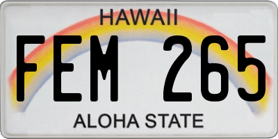 HI license plate FEM265