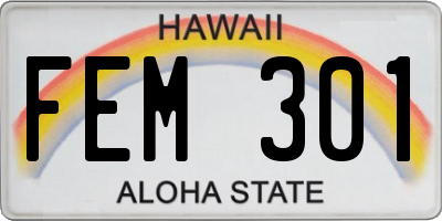 HI license plate FEM301