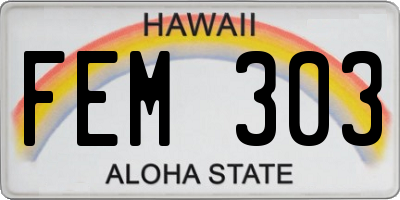 HI license plate FEM303