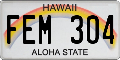 HI license plate FEM304