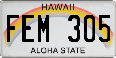 HI license plate FEM305