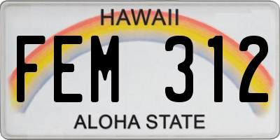HI license plate FEM312