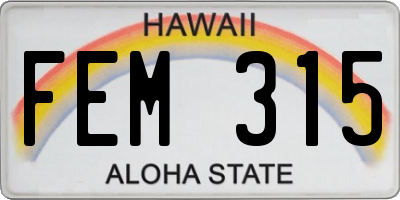 HI license plate FEM315