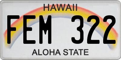 HI license plate FEM322