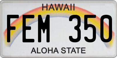 HI license plate FEM350