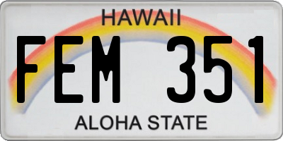 HI license plate FEM351