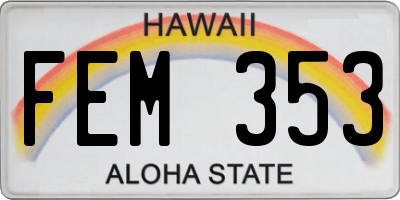 HI license plate FEM353