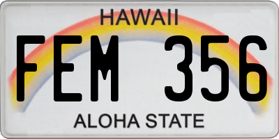 HI license plate FEM356