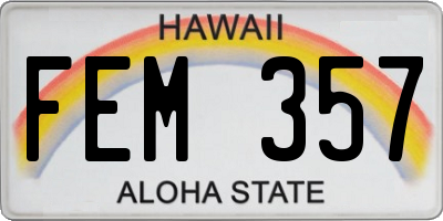 HI license plate FEM357