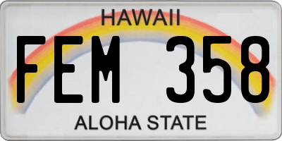 HI license plate FEM358