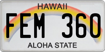 HI license plate FEM360