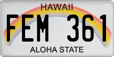 HI license plate FEM361