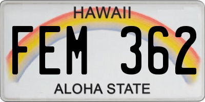 HI license plate FEM362