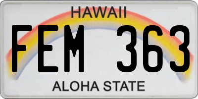 HI license plate FEM363
