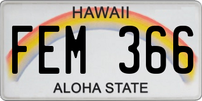 HI license plate FEM366