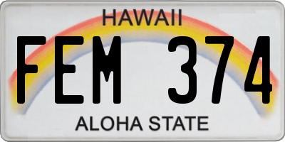 HI license plate FEM374