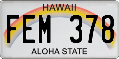 HI license plate FEM378