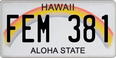 HI license plate FEM381