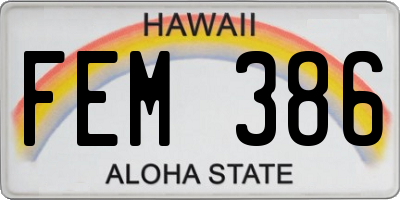 HI license plate FEM386
