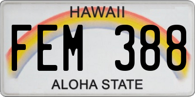 HI license plate FEM388