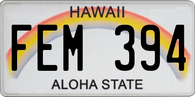 HI license plate FEM394