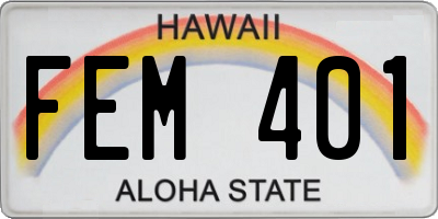 HI license plate FEM401