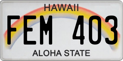 HI license plate FEM403
