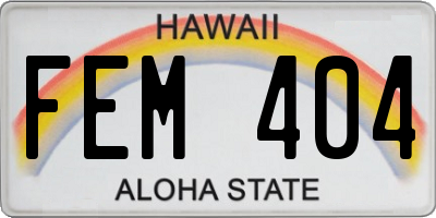 HI license plate FEM404