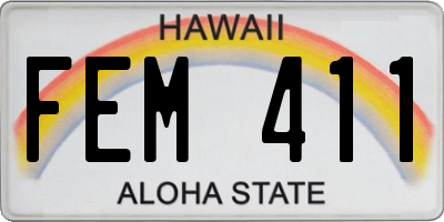 HI license plate FEM411