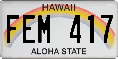HI license plate FEM417