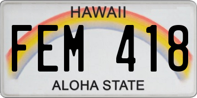 HI license plate FEM418