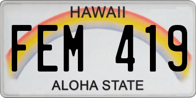 HI license plate FEM419