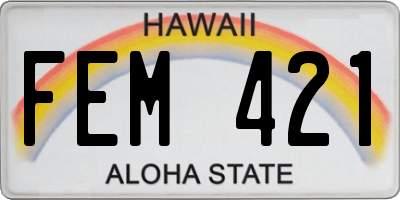 HI license plate FEM421