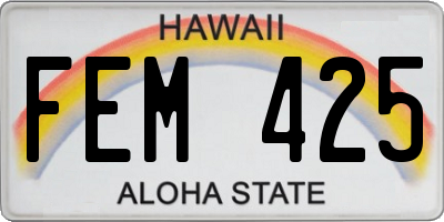 HI license plate FEM425