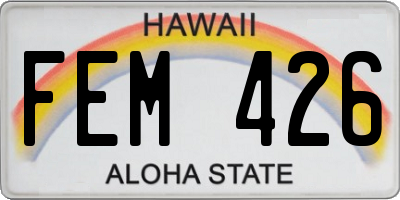 HI license plate FEM426