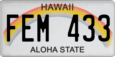 HI license plate FEM433