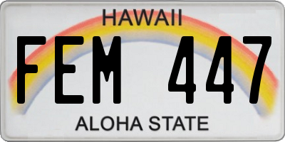 HI license plate FEM447