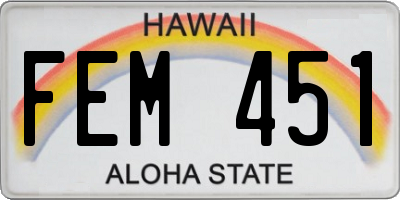 HI license plate FEM451