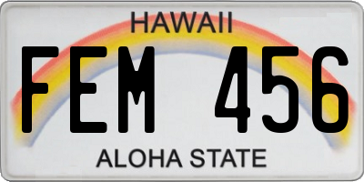 HI license plate FEM456