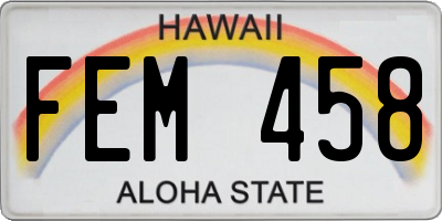 HI license plate FEM458