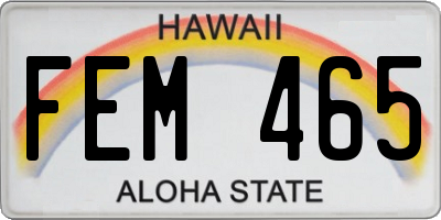 HI license plate FEM465