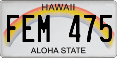 HI license plate FEM475